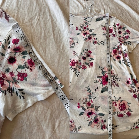 In Every Story Floral Twist-front Linen Blend Tee 0X - Picture 10 of 11